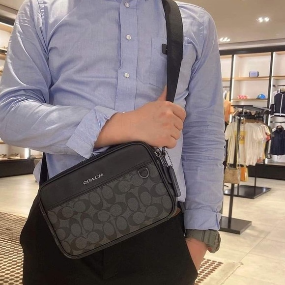 Coach C4149 Graham Crossbody In Signature Canvas Gunmetal/Charcoal/Black NEW - Picture 3 of 6